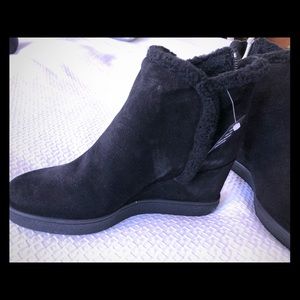 Aquatalia waterproof wedge faux fur lined booties